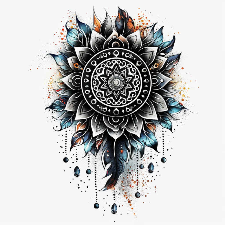 delicate-dreamcatcher – tattoo design ideas free ai generated – neotraditional-artistic-flair – for-back – Gallery: dreamcatchers-inkby-ai