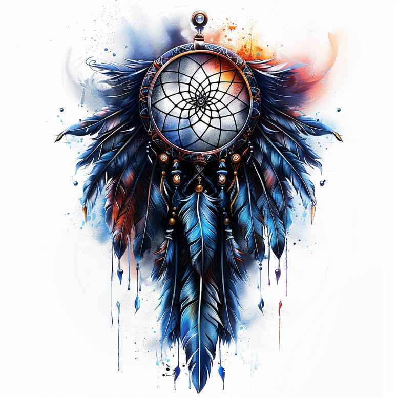 delicate-dreamcatcher – tattoo design ideas free ai generated – neotraditional-clean-fill – for-lower-chest – Gallery: dreamcatchers-inkby-ai