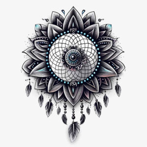 delicate-dreamcatcher – tattoo design ideas free ai generated – neotraditional-rich-shading – for-upper-shoulder – Gallery: dreamcatchers-inkby-ai