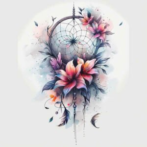 delicate-dreamcatcher – tattoo design ideas free ai generated – realism-reflection-effect – for-shin – Gallery: dreamcatchers-inkby-ai