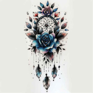 delicate-dreamcatcher – tattoo design ideas free ai generated – surrealism-phantasmagoria – for-shoulder – Gallery: dreamcatchers-inkby-ai