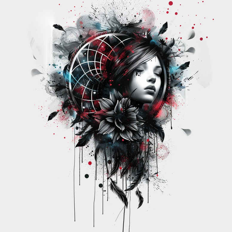 delicate-dreamcatcher – tattoo design ideas free ai generated – surrealism-vivid-hallucination – for-chest – Gallery: dreamcatchers-inkby-ai