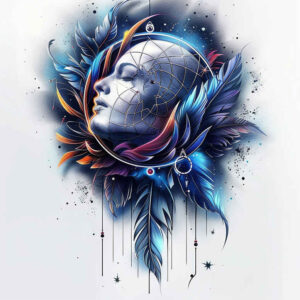 dream-catcher-tattoo – tattoo design ideas free ai generated – surrealism-fantastical – for-lower-back – Gallery: dreamcatchers-inkby-ai