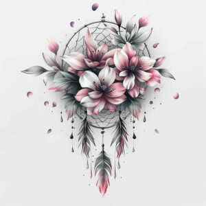 dreamcatcher-and-feathers – tattoo design ideas free ai generated – realism-high-contrast – for-shoulder – Gallery: dreamcatchers-inkby-ai
