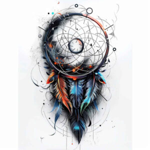 dreamcatcher-and-feathers – tattoo design ideas free ai generated – realism-micro-detail – for-upper-chest – Gallery: dreamcatchers-inkby-ai