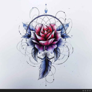dreamcatcher-and-light – tattoo design ideas free ai generated – neotraditional-saturated-hues – for-lower-chest – Gallery: dreamcatchers-inkby-ai