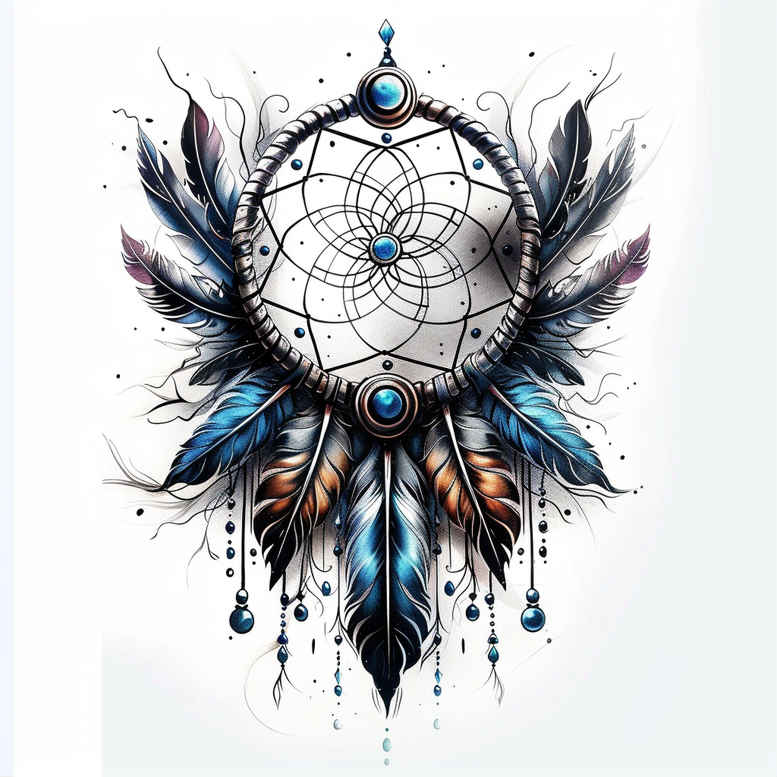 dreamcatcher-and-light – tattoo design ideas free ai generated – realism-photo-realistic – for-chest – Gallery: dreamcatchers-inkby-ai