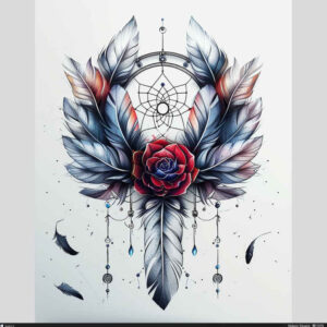 dreamcatcher-hoop – tattoo design ideas free ai generated – neotraditional-layered-fill – for-collarbone – Gallery: dreamcatchers-inkby-ai