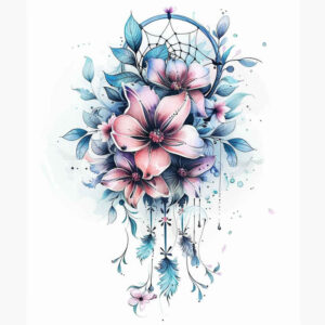 dreamcatcher-in-motion – tattoo design ideas free ai generated – neotraditional-artful-color – for-spine – Gallery: dreamcatchers-inkby-ai