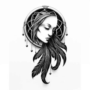 dreamcatcher-in-motion – tattoo design ideas free ai generated – neotraditional-classic-shading – for-toe – Gallery: dreamcatchers-inkby-ai