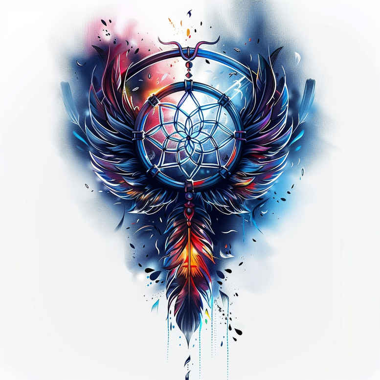 dreamcatcher-in-motion – tattoo design ideas free ai generated – neotraditional-vivid-detail – for-wrist-side – Gallery: dreamcatchers-inkby-ai