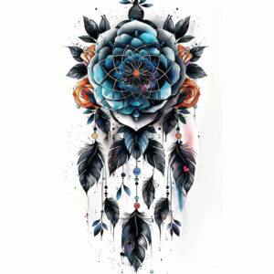 dreamcatcher – tattoo design ideas free ai generated – neotraditional-accent-shading – for-toe – Gallery: dreamcatchers-inkby-ai