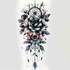 dreamcatcher – tattoo design ideas free ai generated – neotraditional-refined-lines – for-scapula – Gallery: dreamcatchers-inkby-ai