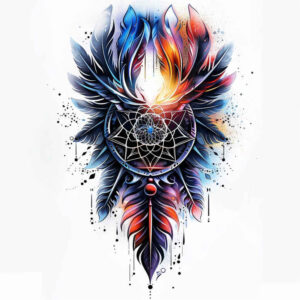 dreamcatcher-on-shoulder – tattoo design ideas free ai generated – neotraditional-textured-shading – for-back-shoulder – Gallery: dreamcatchers-inkby-ai