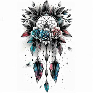 dreamcatcher-on-shoulder – tattoo design ideas free ai generated – realism-mirrored-effect – for-upper-back – Gallery: dreamcatchers-inkby-ai