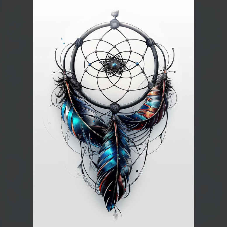 dreamcatcher-on-wrist – tattoo design ideas free ai generated – neotraditional-clean-contrast – for-full-back – Gallery: dreamcatchers-inkby-ai