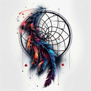 dreamcatcher-on-wrist – tattoo design ideas free ai generated – surrealism-imperfect-symmetry – for-upper-chest – Gallery: dreamcatchers-inkby-ai