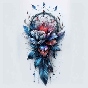 dreamcatcher-ornament – tattoo design ideas free ai generated – surrealism-fantastical – for-inner-arm – Gallery: dreamcatchers-inkby-ai