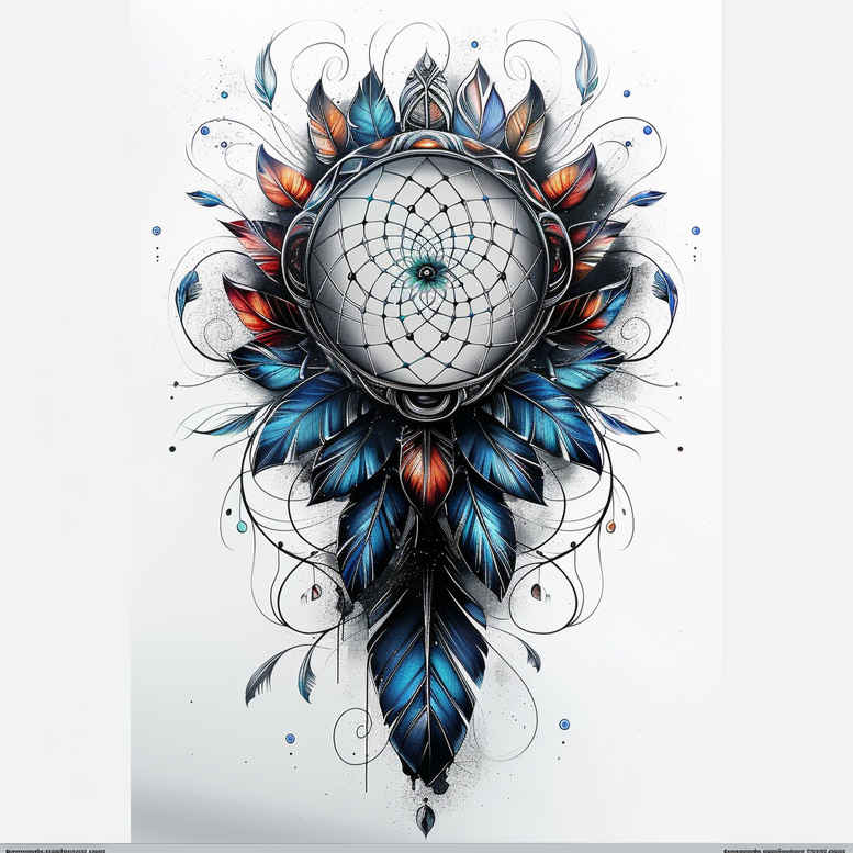 dreamcatcher-symbol-of-dreams – tattoo design ideas free ai generated – surrealism-dreamscape – for-full-back – Gallery: dreamcatchers-inkby-ai