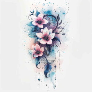 dreamcatcher-with-beads-and-feathers – tattoo design ideas free ai generated – realism-highlight-detail – for-nape – Gallery: dreamcatchers-inkby-ai