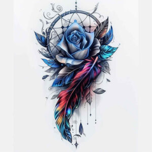 dreamcatcher-with-beads-and-feathers – tattoo design ideas free ai generated – surrealism-esoteric – for-back-shoulder – Gallery: dreamcatchers-inkby-ai
