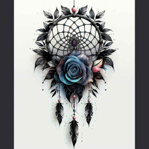 dreamcatcher-with-beads – tattoo design ideas free ai generated – neotraditional-bold-texture – for-ankle – Gallery: dreamcatchers-inkby-ai