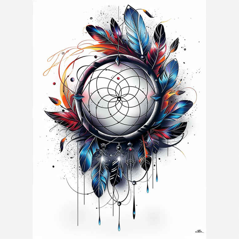 dreamcatcher-with-beads – tattoo design ideas free ai generated – neotraditional-vintage-influence – for-hand – Gallery: dreamcatchers-inkby-ai