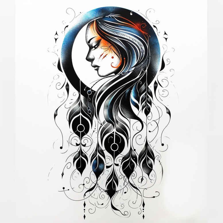 dreamcatcher-with-beads – tattoo design ideas free ai generated – realism-smooth-gradients – for-forearm – Gallery: dreamcatchers-inkby-ai