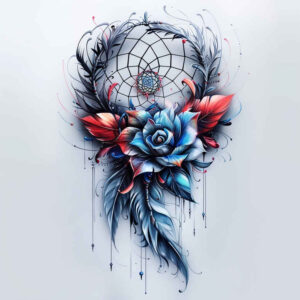 dreamcatcher-with-feathers – tattoo design ideas free ai generated – neotraditional-artistic-shading – for-wrist-side – Gallery: dreamcatchers-inkby-ai