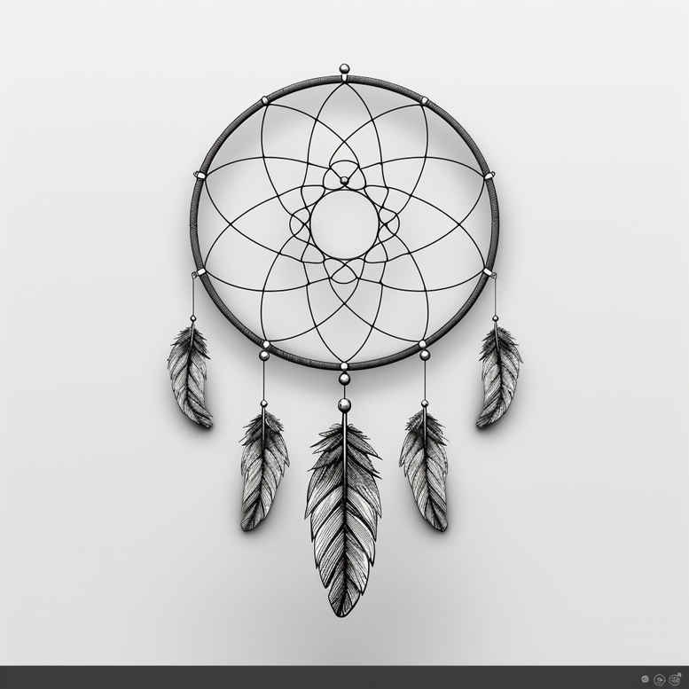 dreamcatcher-with-feathers – tattoo design ideas free ai generated – neotraditional-solid-blacks – for-thigh – Gallery: dreamcatchers-inkby-ai