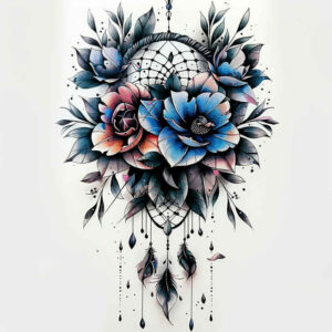 dreamcatcher-with-feathers – tattoo design ideas free ai generated – realism-lifelike – for-neck – Gallery: dreamcatchers-inkby-ai