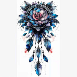 dreamcatcher-with-feathers – tattoo design ideas free ai generated – surrealism-fragmentation – for-lower-back – Gallery: dreamcatchers-inkby-ai