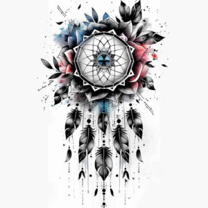 dreamcatcher-with-moon – tattoo design ideas free ai generated – realism-realistic-wrinkles – for-shoulder-blade – Gallery: dreamcatchers-inkby-ai