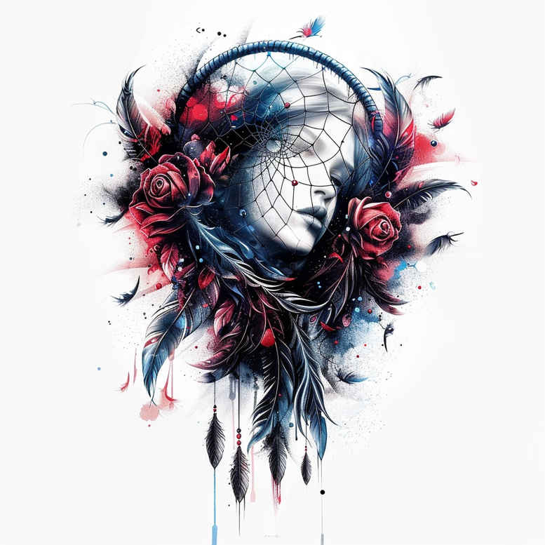 dreamcatcher-with-moon – tattoo design ideas free ai generated – surrealism-ethereal – for-ankle – Gallery: dreamcatchers-inkby-ai