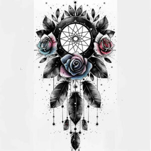 dreamcatcher-with-moon – tattoo design ideas free ai generated – surrealism-morphic-transformation – for-arm – Gallery: dreamcatchers-inkby-ai