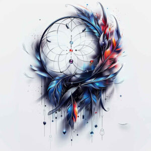 dreamcatcher-with-ribbon – tattoo design ideas free ai generated – neotraditional-refined-lines – for-hip – Gallery: dreamcatchers-inkby-ai