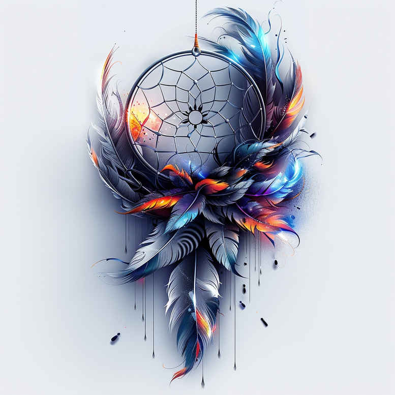 dreamcatcher-with-ribbon – tattoo design ideas free ai generated – realism-contrast-play – for-upper-shoulder – Gallery: dreamcatchers-inkby-ai