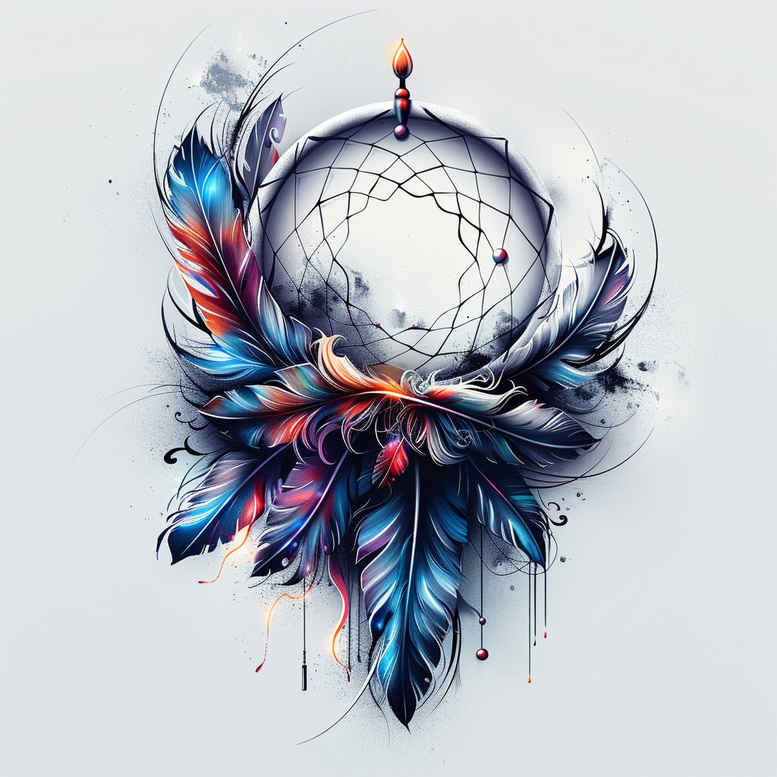 dreamcatcher-with-ribbon – tattoo design ideas free ai generated – realism-crisp-detail – for-forearm – Gallery: dreamcatchers-inkby-ai