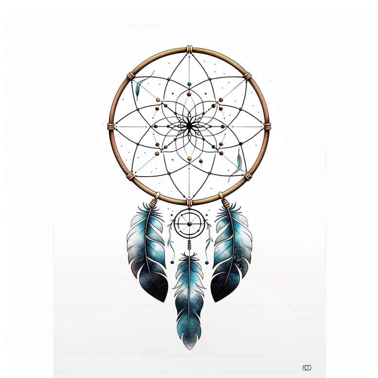 dreamcatcher-with-rope – tattoo design ideas free ai generated – neotraditional-classic-motifs – for-stomach – Gallery: dreamcatchers-inkby-ai