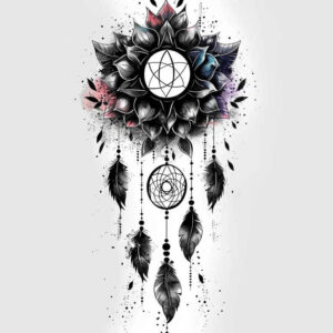 dreamcatcher-with-spiritual-motif – tattoo design ideas free ai generated – neotraditional-dynamic-color – for-biceps – Gallery: dreamcatchers-inkby-ai