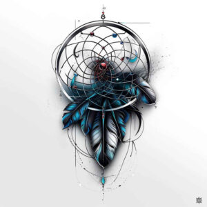 dreamcatcher-with-stars – tattoo design ideas free ai generated – neotraditional-bold-outline – for-arm – Gallery: dreamcatchers-inkby-ai