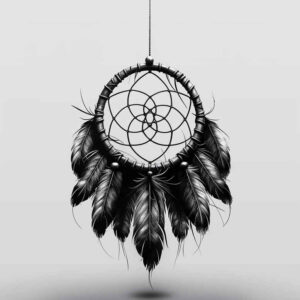 dreamcatcher-with-stars – tattoo design ideas free ai generated – neotraditional-rich-blacks – for-ribs – Gallery: dreamcatchers-inkby-ai