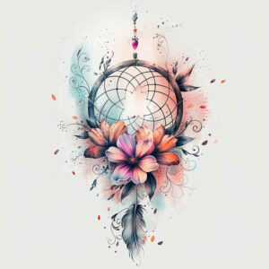 dreamcatcher-with-wave – tattoo design ideas free ai generated – realism-ink-layering – for-wrist – Gallery: dreamcatchers-inkby-ai