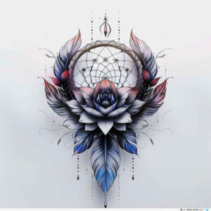 dreamcatcher-with-wave – tattoo design ideas free ai generated – surrealism-morphic-transformation – for-upper-thigh – Gallery: dreamcatchers-inkby-ai