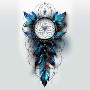 ethereal-dreamcatcher – tattoo design ideas free ai generated – neotraditional-subtle-tone – for-triceps – Gallery: dreamcatchers-inkby-ai