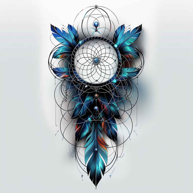 ethereal-dreamcatcher – tattoo design ideas free ai generated – neotraditional-subtle-tone – for-triceps – Gallery: dreamcatchers-inkby-ai