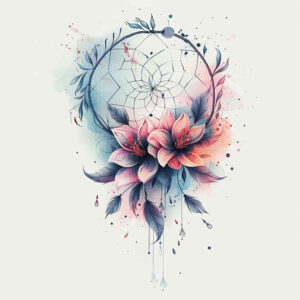 ethereal-dreamcatcher – tattoo design ideas free ai generated – surrealism-floating-elements – for-elbow – Gallery: dreamcatchers-inkby-ai