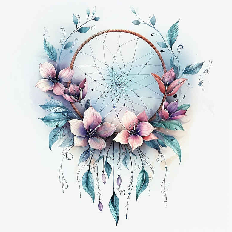 feather-tattoo – tattoo design ideas free ai generated – neotraditional-decorative-elements – for-scapula – Gallery: dreamcatchers-inkby-ai