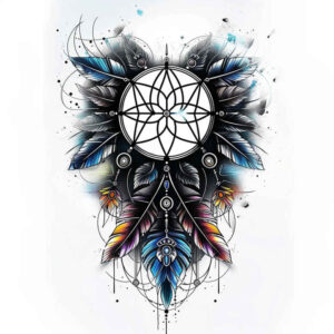 feather-tattoo – tattoo design ideas free ai generated – neotraditional-soft-blending – for-fingers – Gallery: dreamcatchers-inkby-ai