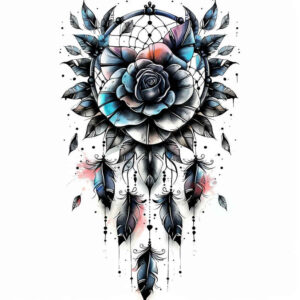 geometric-dreamcatcher – tattoo design ideas free ai generated – realism-depth-shading – for-knee – Gallery: dreamcatchers-inkby-ai